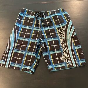 Aeropostale Men's Blue Plaid Swim Shorts Size 34